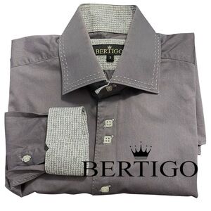 Bertigo Grey Cotton Button Up Dress Shirt (M)